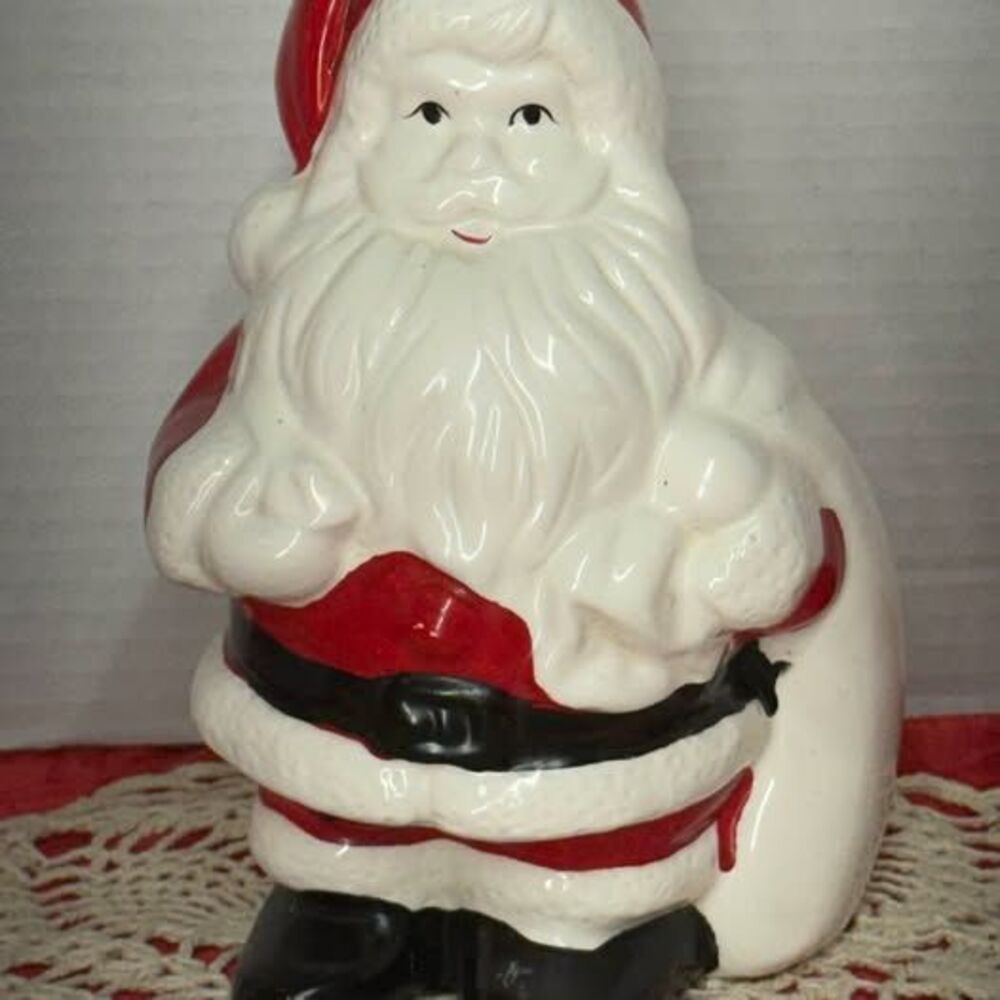 Vintage Ceramic Santa Claus Coin Bank Christmas Decor
